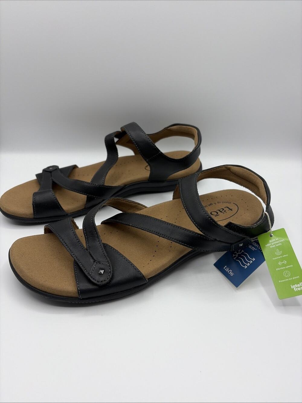 TAOS BIG TIME Women’s Leather Sandal Arch Support Size 10 Black NWT